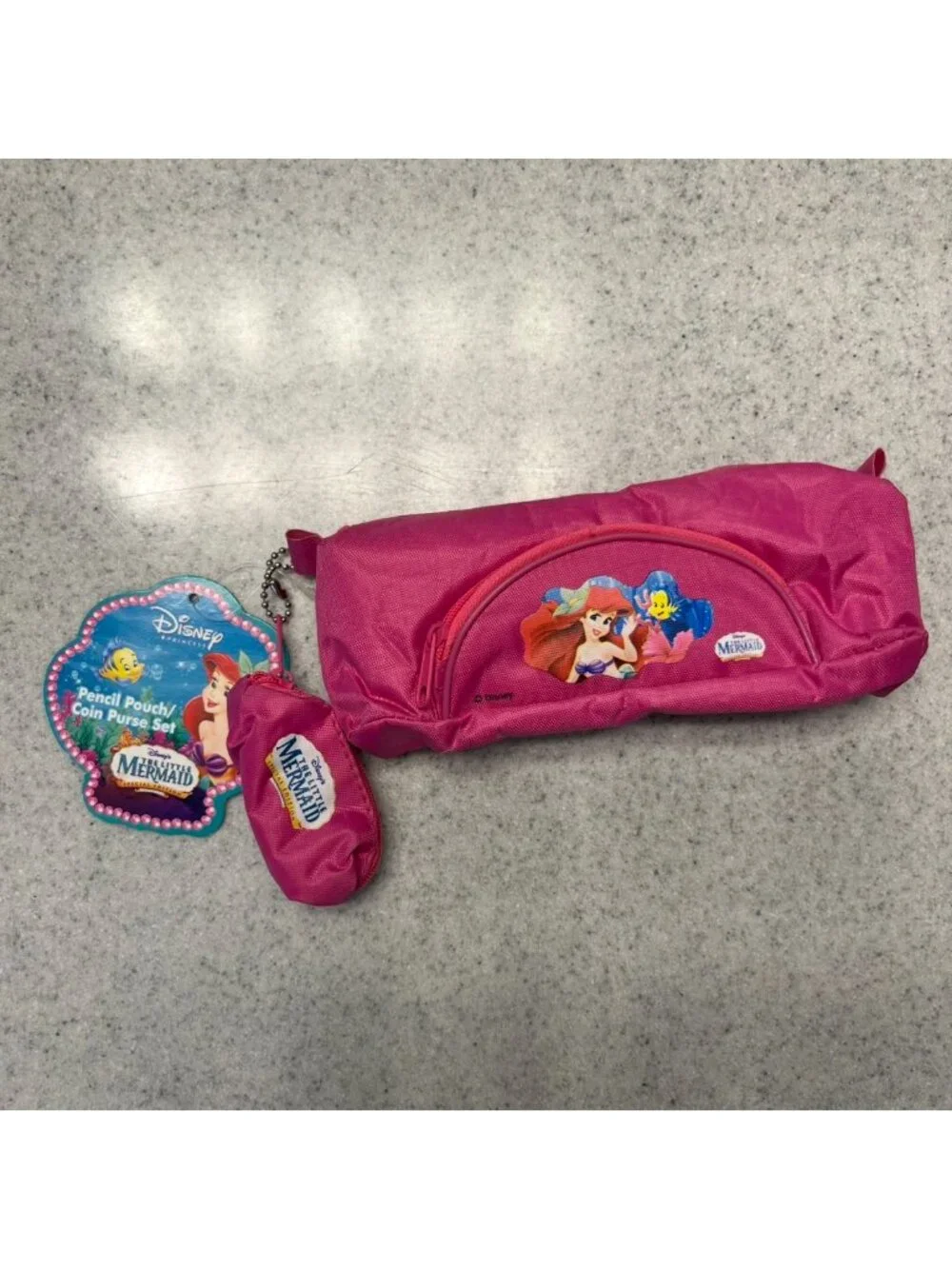 Vintage Disney The Little Mermaid Pencil Pouch Coin Purse Set NWT